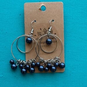 Elegant Silver and Black Hoop Earrings